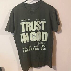 Trust in God- Proverbs 3:5 Green Graphic T-Shirt- puff print